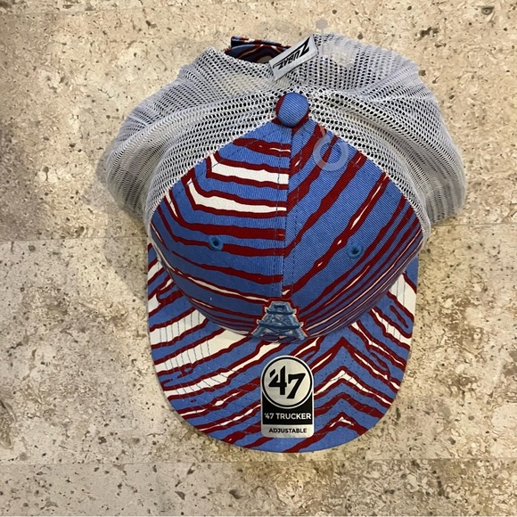 NWT Houston Oilers Hat Retro Trucker Adjustable "47 Zubaz Legacy Strapback Cap - Picture 7 of 11
